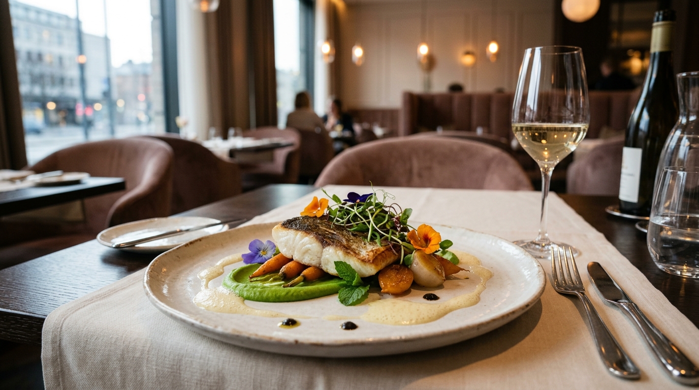 Fine dining plated dish with artistic presentation