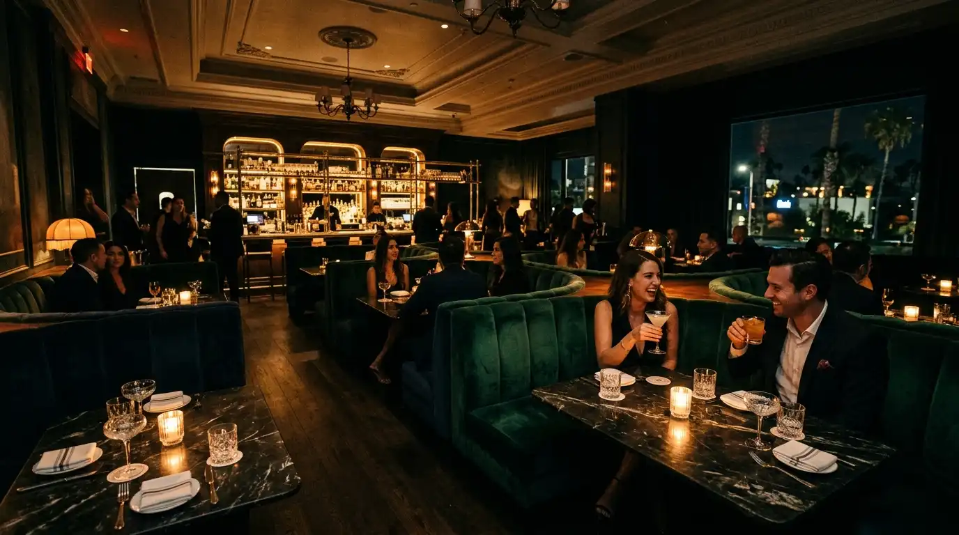 Guests sipping cocktails in lounge